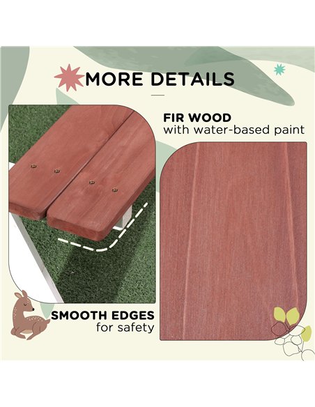 Outsunny Kids Picnic Table, Wooden Table and Bench Set, Kids Garden Furniture for Patio Aged 3-8 Years Old, Brown - pic 202119 | FastDaddyshop