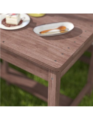 AIYAPLAY Outdoor Wooden Kids Picnic Table & Bench Set with Cushions and Umbrella, for Patio, Garden, Navy Blue
