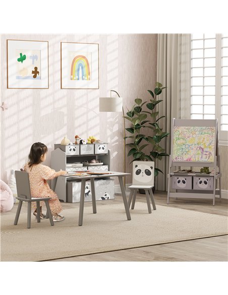 ZONEKIZ Kids Table and Chairs, Kids Storage Unit and Kids Easel Set, Cute Animal Design Kids Activity Furniture Set for Ages 3-8 - pic 202131 | FastDaddyshop