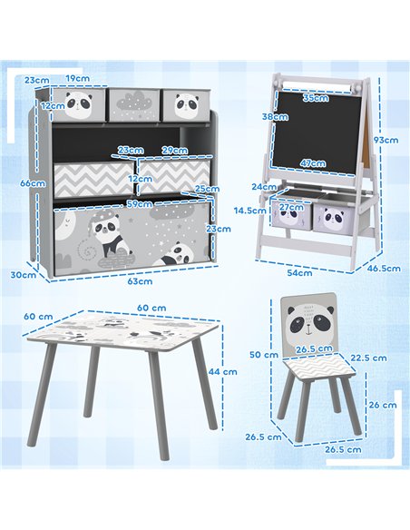 ZONEKIZ Kids Table and Chairs, Kids Storage Unit and Kids Easel Set, Cute Animal Design Kids Activity Furniture Set for Ages 3-8 - pic 202132 | FastDaddyshop