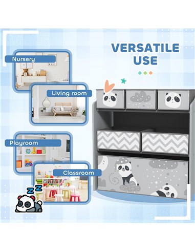 ZONEKIZ Kids Table and Chairs, Kids Storage Unit and Kids Easel Set, Cute Animal Design Kids Activity Furniture Set for Ages 3-8