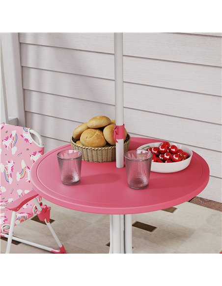 AIYAPLAY Kids Patio Table and Chair Set, Kids Garden Furniture with Umbrella, 4-Piece Bistro Set for Garden, Pink - pic 202164 | FastDaddyshop