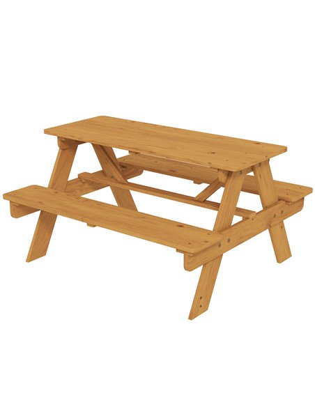 AIYAPLAY Kids Picnic Table for Outdoor Wooden Table & Bench Set with Integrated Benches Natural Wood - pic 202166 | FastDaddyshop
