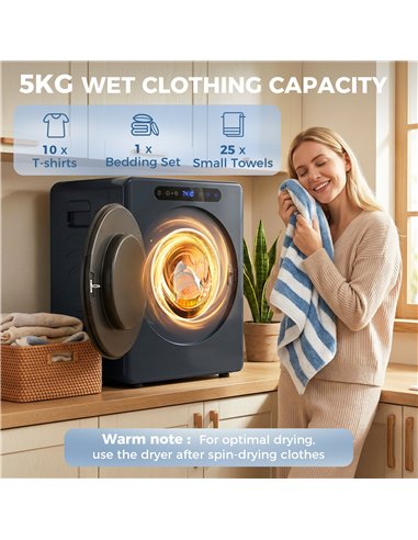 HOMCOM 5 kg Compact 40-60℃  Tumble Dryer Blue