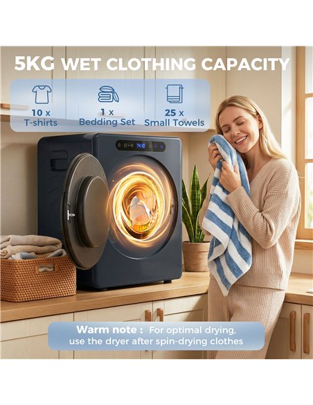 HOMCOM 5 kg Compact 40-60℃  Tumble Dryer Blue - pic 202188 | FastDaddyshop