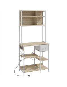 HOMCOM Kitchen Baker's Rack, Microwave Stand with Storage Shelves and 6 Hooks for Small Spaces