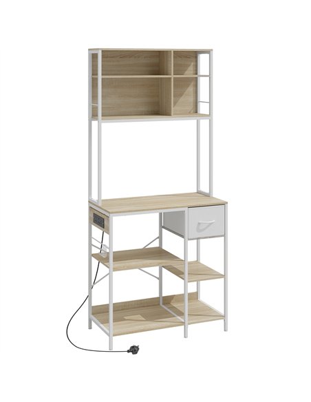 HOMCOM Kitchen Baker's Rack, Microwave Stand with Storage Shelves and 6 Hooks for Small Spaces - pic 202202 | FastDaddyshop