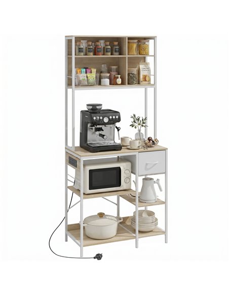 HOMCOM Kitchen Baker's Rack, Microwave Stand with Storage Shelves and 6 Hooks for Small Spaces - pic 202210 | FastDaddyshop