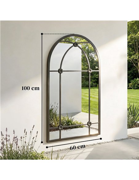 Outsunny Arched Mirror, Shatterproof Acrylic Windowpane Wall Mounted Mirror with Robust Metal Frame, 100 x 60 cm, Black - pic 202213 | FastDaddyshop