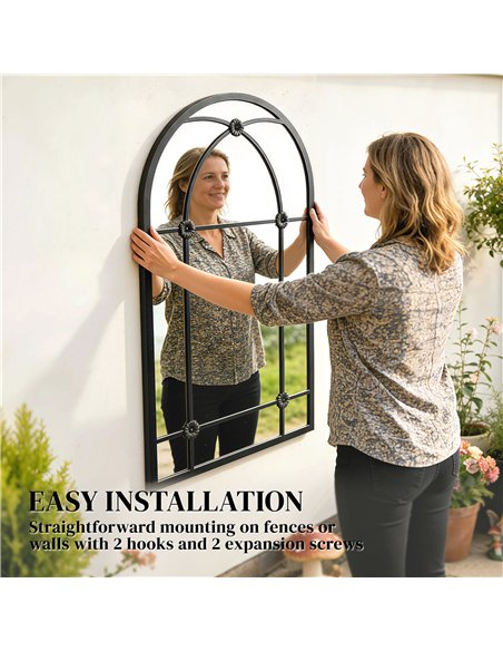 Outsunny Arched Mirror, Shatterproof Acrylic Windowpane Wall Mounted Mirror with Robust Metal Frame, 100 x 60 cm, Black - pic 202217 | FastDaddyshop