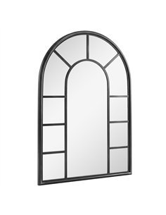 Outsunny Arched Mirror, Shatterproof Acrylic Windowpane Wall Mounted Mirror with Robust Metal Frame, 71 x 51 cm, Black