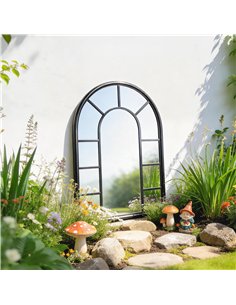 Outsunny Arched Mirror, Shatterproof Acrylic Windowpane Wall Mounted Mirror with Robust Metal Frame, 71 x 51 cm, Black 2