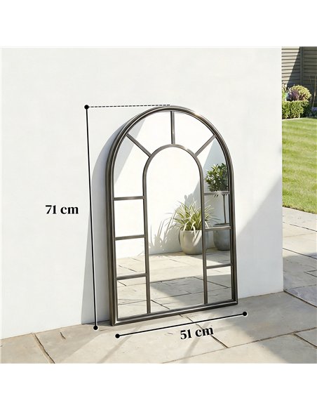 Outsunny Arched Mirror, Shatterproof Acrylic Windowpane Wall Mounted Mirror with Robust Metal Frame, 71 x 51 cm, Black - pic 202222 | FastDaddyshop