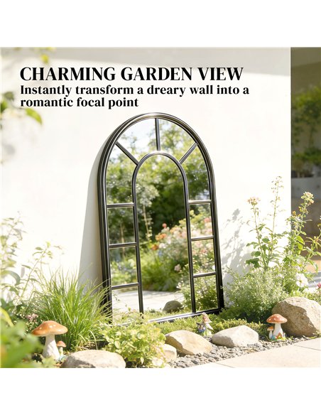 Outsunny Arched Mirror, Shatterproof Acrylic Windowpane Wall Mounted Mirror with Robust Metal Frame, 71 x 51 cm, Black - pic 202223 | FastDaddyshop
