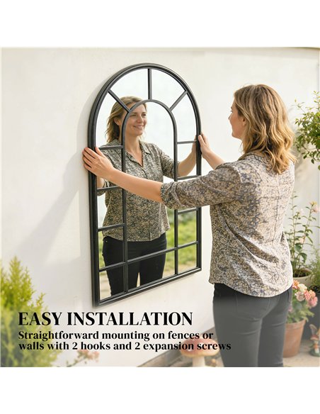 Outsunny Arched Mirror, Shatterproof Acrylic Windowpane Wall Mounted Mirror with Robust Metal Frame, 71 x 51 cm, Black - pic 202226 | FastDaddyshop