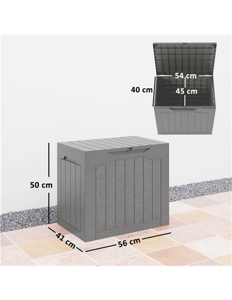 Outsunny 73L Plastic Garden Storage Box, Outdoor Storage Box with Handles, Waterproof Outdoor Storage Container, Khaki - pic 202231 | FastDaddyshop