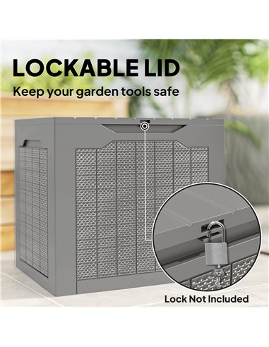 Outsunny 73L Plastic Garden Storage Box, Outdoor Storage Box with Handles, Waterproof Outdoor Storage Container, Khaki