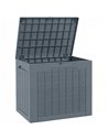 Outsunny 97L Plastic Garden Storage Box, Outdoor Storage Box with Handles, Waterproof Outdoor Storage Container, Light Grey