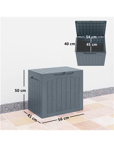 Outsunny 97L Plastic Garden Storage Box, Outdoor Storage Box with Handles, Waterproof Outdoor Storage Container, Light Grey