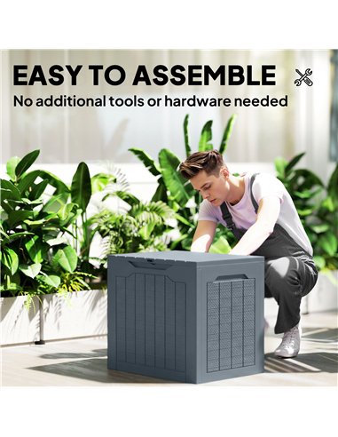 Outsunny 97L Plastic Garden Storage Box, Outdoor Storage Box with Handles, Waterproof Outdoor Storage Container, Light Grey