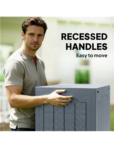 Outsunny 97L Plastic Garden Storage Box, Outdoor Storage Box with Handles, Waterproof Outdoor Storage Container, Light Grey