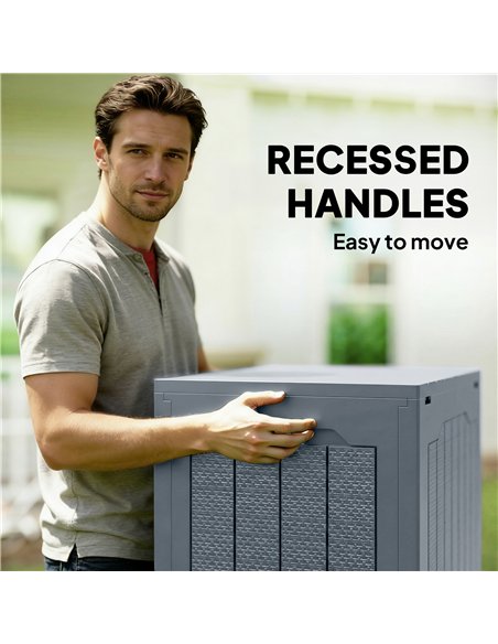 Outsunny 97L Plastic Garden Storage Box, Outdoor Storage Box with Handles, Waterproof Outdoor Storage Container, Light Grey - pic 202242 | FastDaddyshop