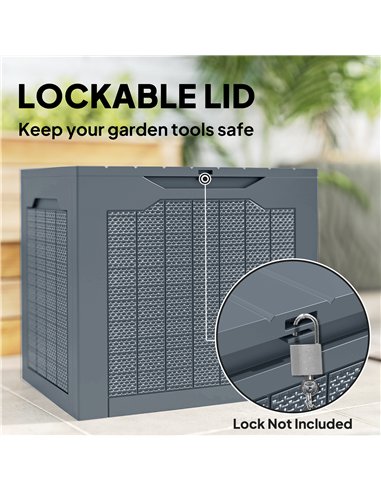 Outsunny 97L Plastic Garden Storage Box, Outdoor Storage Box with Handles, Waterproof Outdoor Storage Container, Light Grey