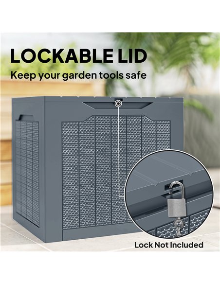 Outsunny 97L Plastic Garden Storage Box, Outdoor Storage Box with Handles, Waterproof Outdoor Storage Container, Light Grey - pic 202243 | FastDaddyshop