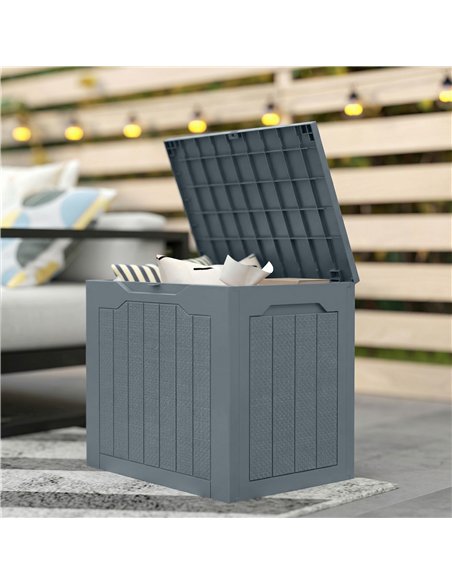 Outsunny 97L Plastic Garden Storage Box, Outdoor Storage Box with Handles, Waterproof Outdoor Storage Container, Light Grey - pic 202245 | FastDaddyshop