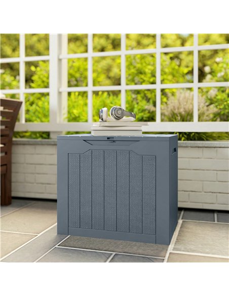 Outsunny 97L Plastic Garden Storage Box, Outdoor Storage Box with Handles, Waterproof Outdoor Storage Container, Light Grey - pic 202246 | FastDaddyshop