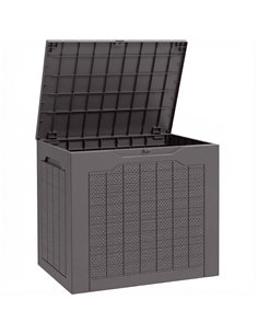Outsunny 97L Plastic Garden Storage Box, Outdoor Storage Box with Handles, Waterproof Outdoor Storage Container, Brown