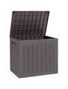 Outsunny 97L Plastic Garden Storage Box, Outdoor Storage Box with Handles, Waterproof Outdoor Storage Container, Brown