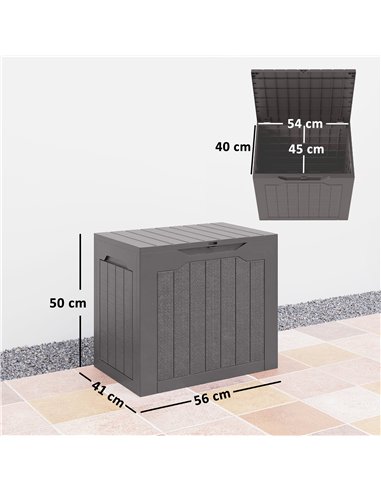 Outsunny 97L Plastic Garden Storage Box, Outdoor Storage Box with Handles, Waterproof Outdoor Storage Container, Brown