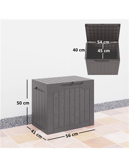 Outsunny 97L Plastic Garden Storage Box, Outdoor Storage Box with Handles, Waterproof Outdoor Storage Container, Brown - pic 202249 | FastDaddyshop