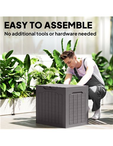 Outsunny 97L Plastic Garden Storage Box, Outdoor Storage Box with Handles, Waterproof Outdoor Storage Container, Brown