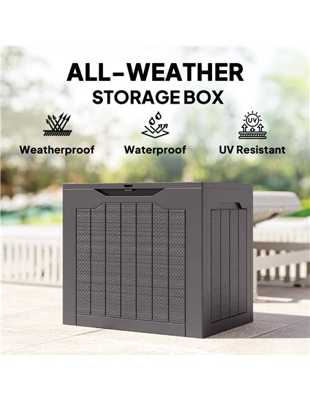 Outsunny 97L Plastic Garden Storage Box, Outdoor Storage Box with Handles, Waterproof Outdoor Storage Container, Brown - pic 202253 | FastDaddyshop