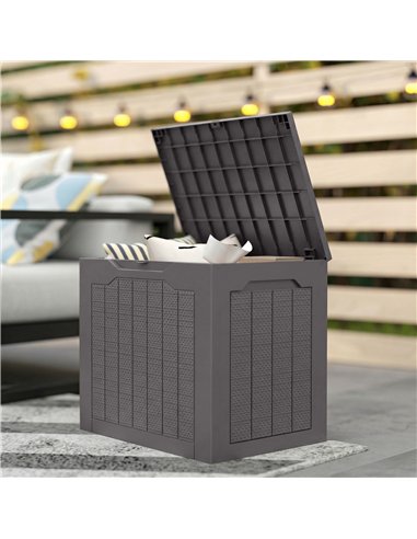 Outsunny 97L Plastic Garden Storage Box, Outdoor Storage Box with Handles, Waterproof Outdoor Storage Container, Brown