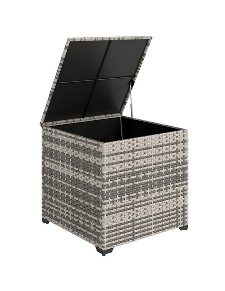Outsunny 253L Garden Storage Box, Rattan Deck Box with Zipped Liner, Safe Pneumatic Rod, Patio Storage Container, Mixed Grey - pic 202292 | FastDaddyshop