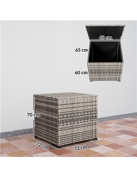 Outsunny 253L Garden Storage Box, Rattan Deck Box with Zipped Liner, Safe Pneumatic Rod, Patio Storage Container, Mixed Grey - pic 202294 | FastDaddyshop