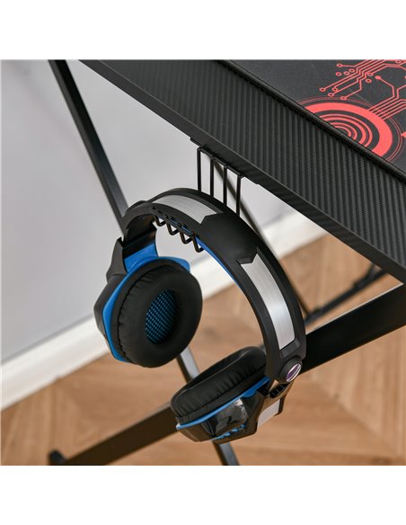 HOMCOM Ergonomic Gaming Computer Desk with Monitor Shelf, Headphone Hook, Black - pic 20230 | FastDaddyshop