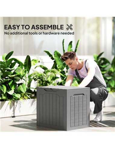 Outsunny 73L Plastic Garden Storage Box, Outdoor Storage Box with Handles, Waterproof Outdoor Storage Container, Khaki
