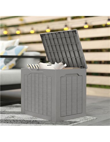 Outsunny 73L Plastic Garden Storage Box, Outdoor Storage Box with Handles, Waterproof Outdoor Storage Container, Khaki