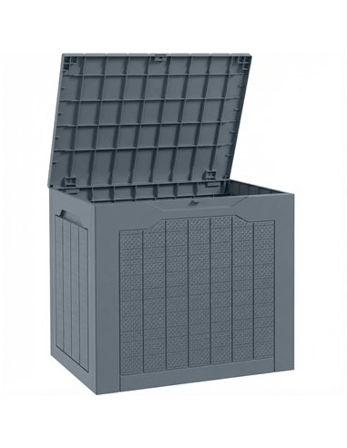 Outsunny 93L Plastic Garden Storage Box, Outdoor Storage Box with Handles, Waterproof Outdoor Storage Container, Light Grey