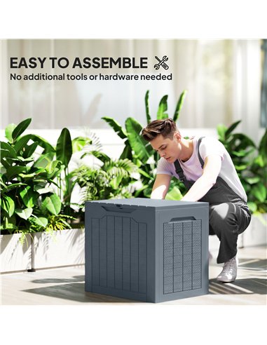 Outsunny 97L Plastic Garden Storage Box, Outdoor Storage Box with Handles, Waterproof Outdoor Storage Container, Light Grey