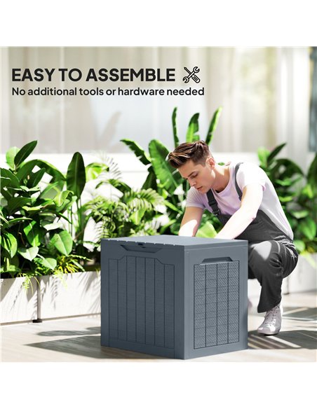 Outsunny 97L Plastic Garden Storage Box, Outdoor Storage Box with Handles, Waterproof Outdoor Storage Container, Light Grey - pic 202313 | FastDaddyshop