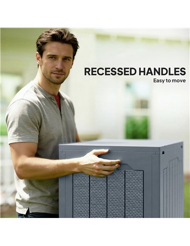 Outsunny 97L Plastic Garden Storage Box, Outdoor Storage Box with Handles, Waterproof Outdoor Storage Container, Light Grey