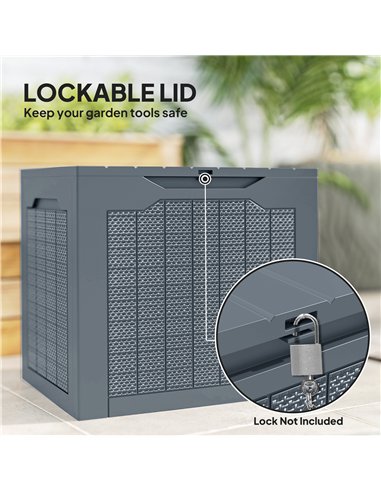 Outsunny 97L Plastic Garden Storage Box, Outdoor Storage Box with Handles, Waterproof Outdoor Storage Container, Light Grey