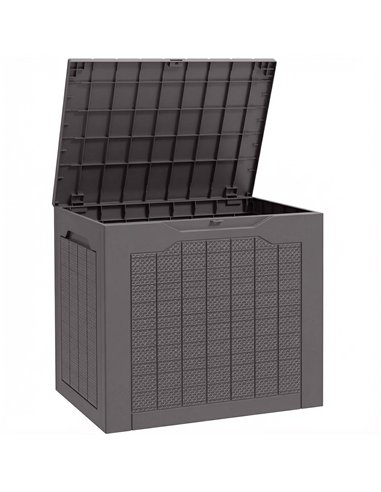 Outsunny 93L Plastic Garden Storage Box, Outdoor Storage Box with Handles, Waterproof Outdoor Storage Container, Brown
