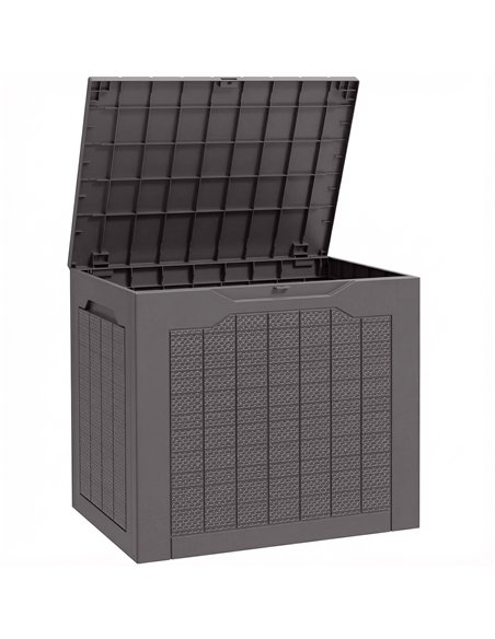 Outsunny 93L Plastic Garden Storage Box, Outdoor Storage Box with Handles, Waterproof Outdoor Storage Container, Brown - pic 202319 | FastDaddyshop