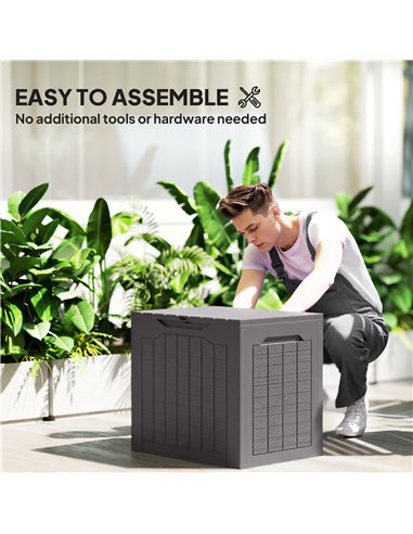 Outsunny 97L Plastic Garden Storage Box, Outdoor Storage Box with Handles, Waterproof Outdoor Storage Container, Brown